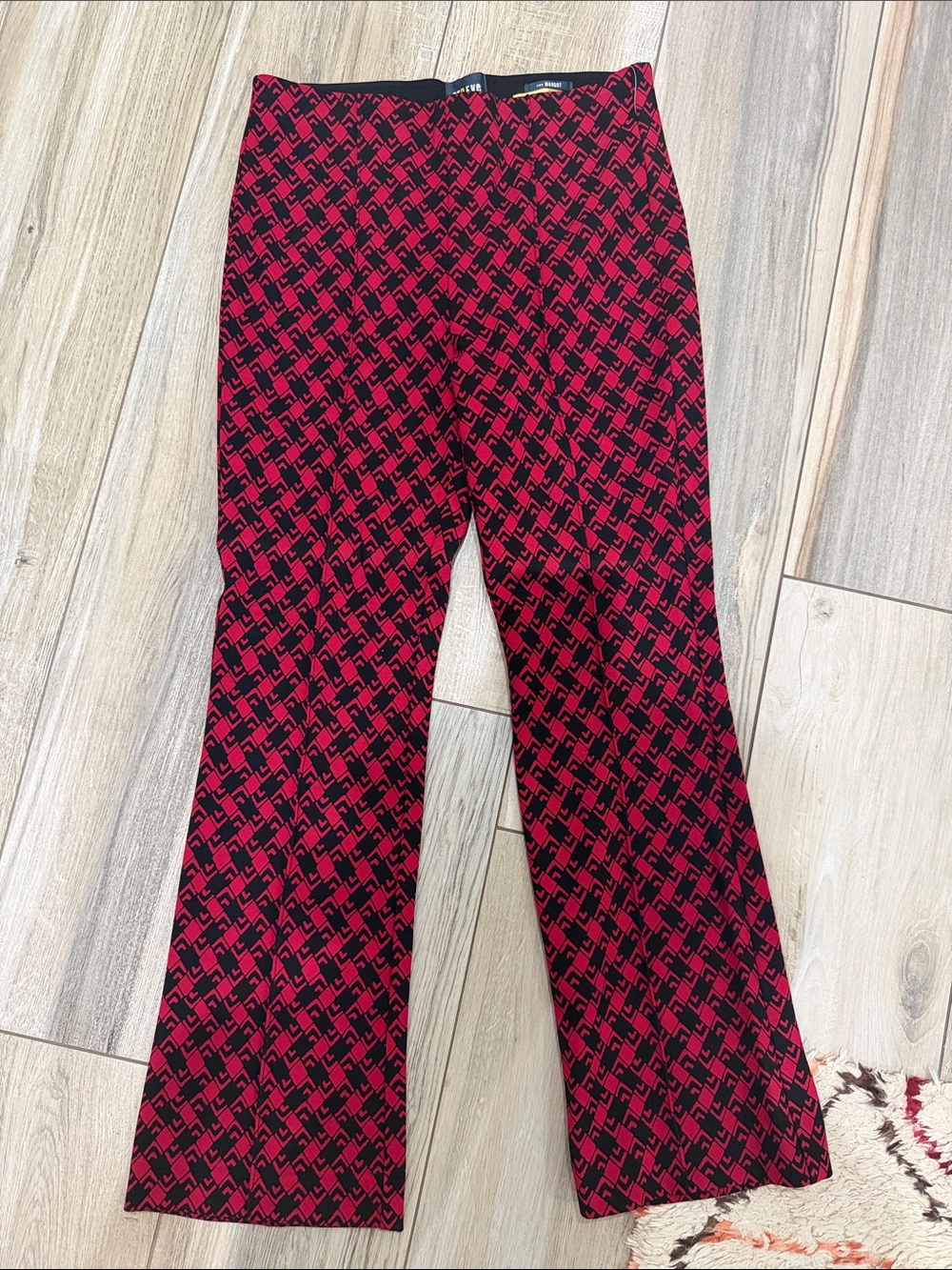 NWT Maeve Red and Black Geometric Boot-Cut Pants
